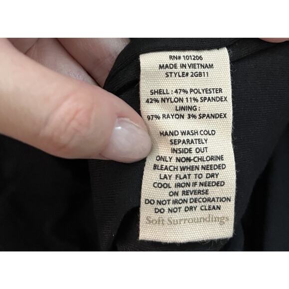 Soft Surroundings Hadley Velvet Black Glitter Long Sleeve Women's Dress Size 16 - Picture 3 of 5